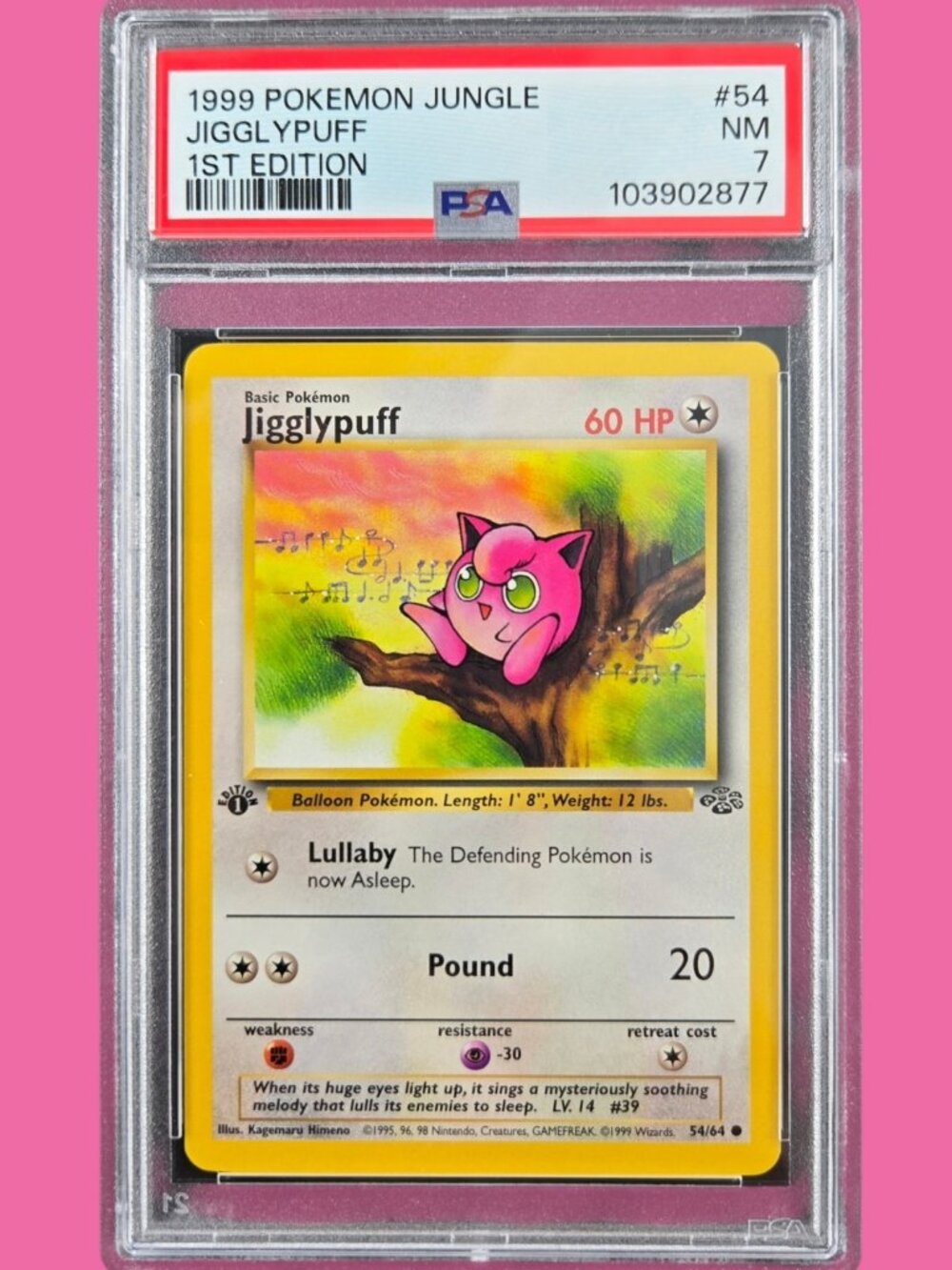 1999 Jigglypuff #54 PSA 7 1st Edition PSA Pokemon Game Card